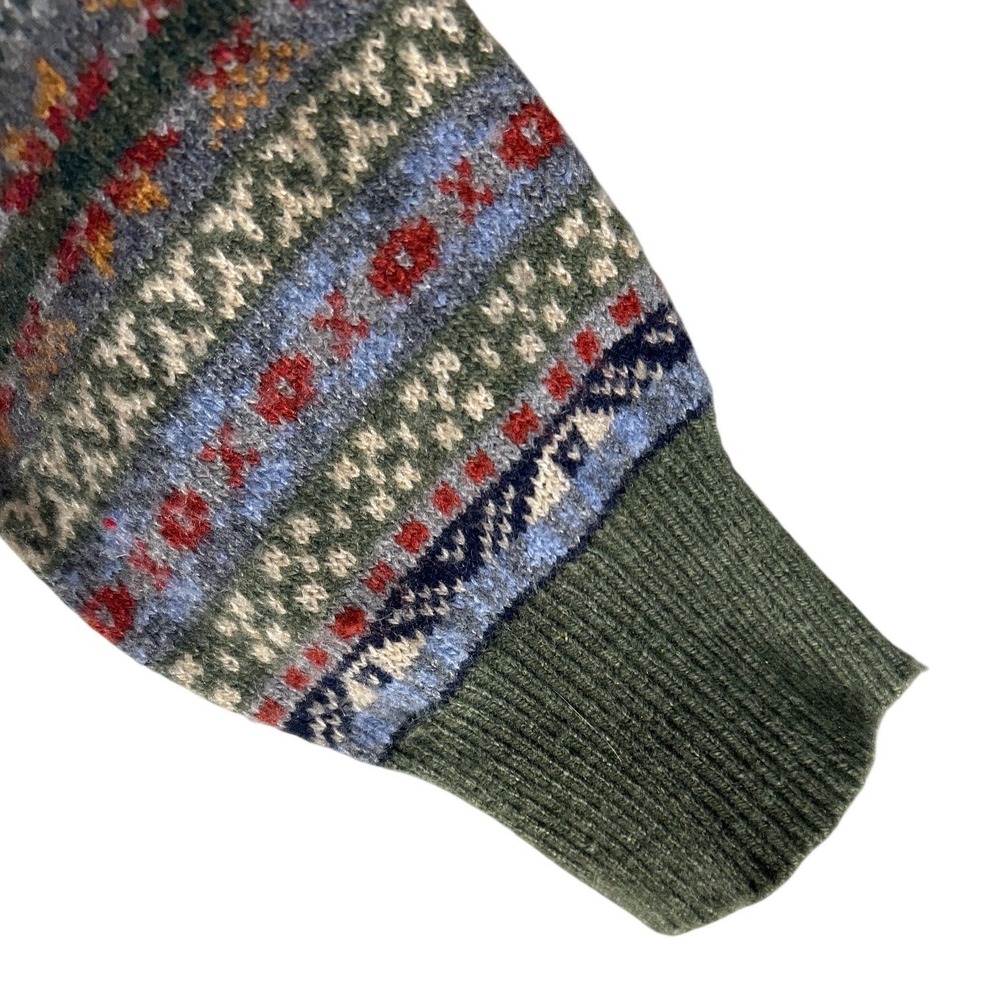 J.Crew Lambs Wool Blend Fair Isle Crewneck Sweater Green Blue Red Men's Size M - Picture 6 of 11